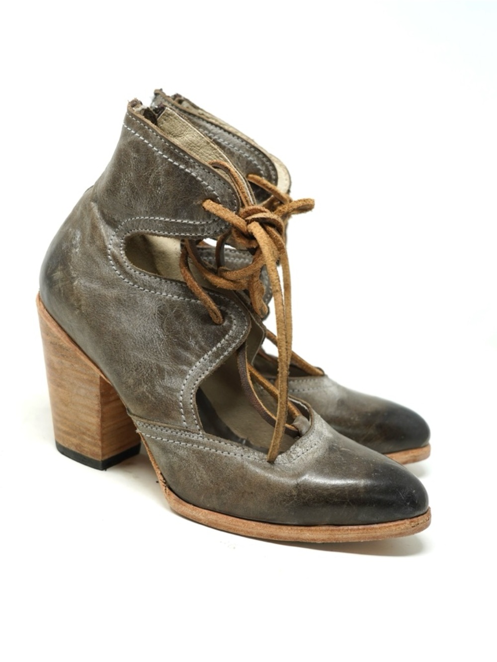 Freebird by Steven Flame Leather Boot-Sandal Booties Size 9 Distressed Boho